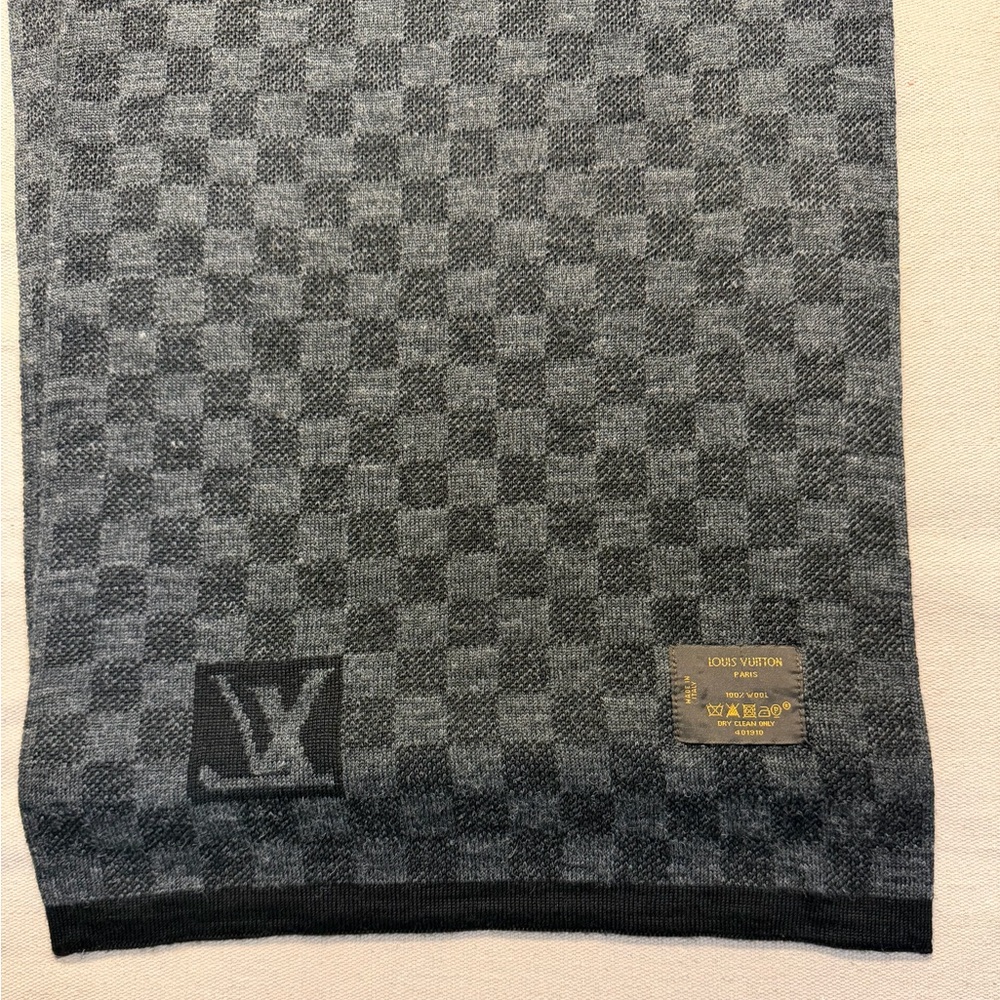 Louis Vuitton Scarf Neo Petit Damier M77988 Scarf Wool Black Men's [a Rank - Picture 7 of 7